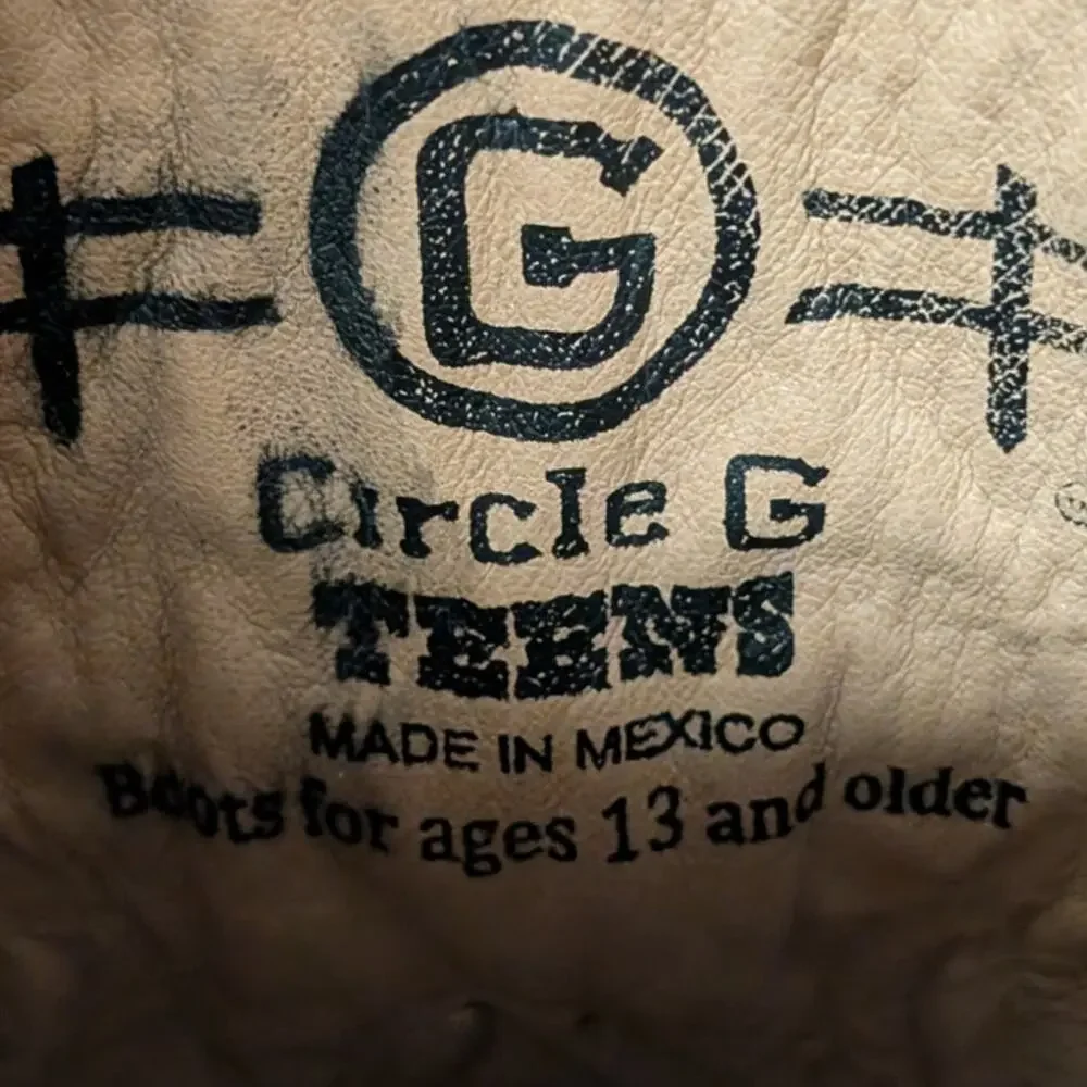 Circle G Teens Boots Brown and Bone Embroidered J7100 Size 4